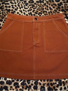 Sofi Angel Rust Orange Denim Mini Skirt